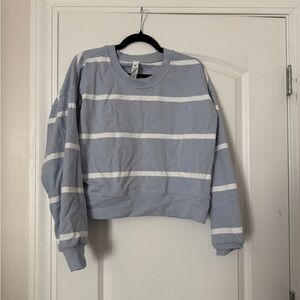 Lululemon Athletica Blue and White Striped Sweatshirt